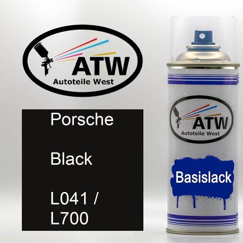Porsche, Black, L041 / L700: 400ml Sprühdose, von ATW Autoteile West.